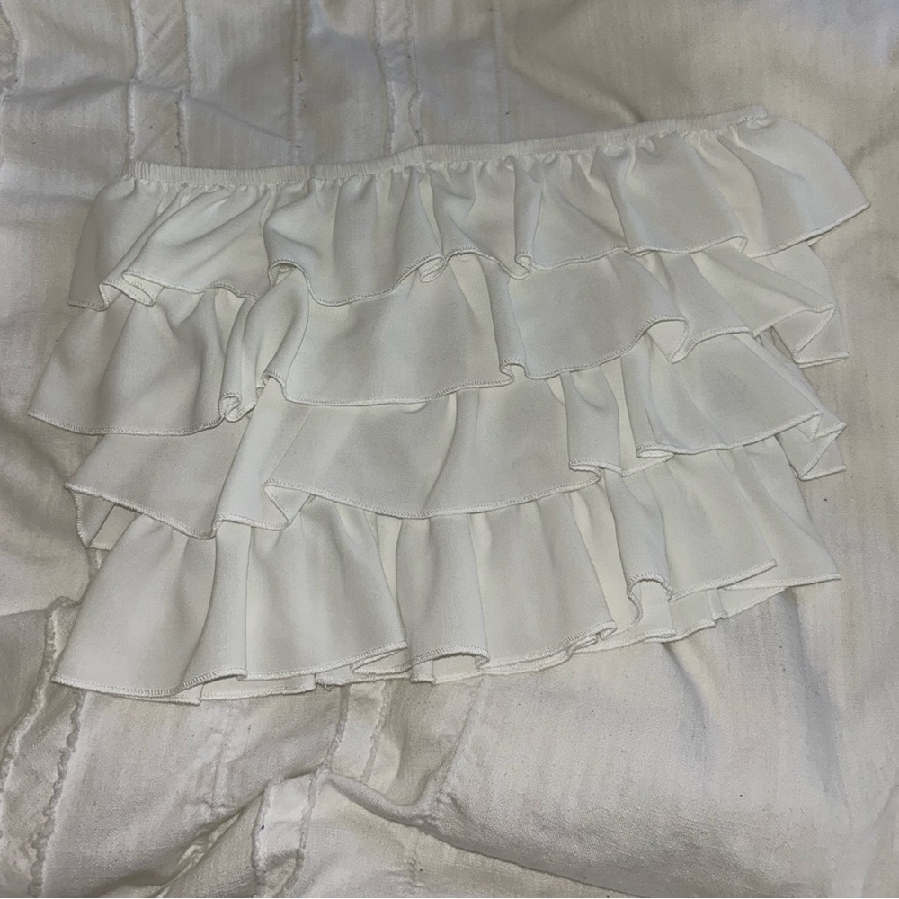 Strapless White Ruffled Top - Picture 3 of 5